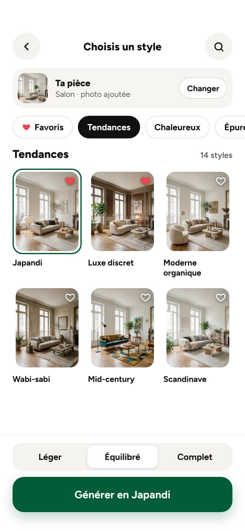 The “Pick a style” screen in the Redeko app
