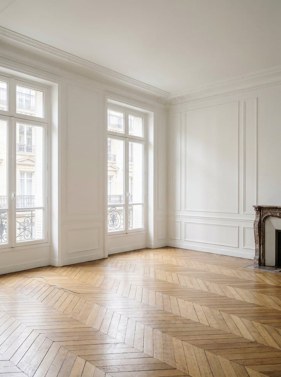 The same living room with all the furniture removed