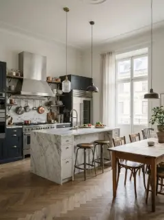 Living room in Chef's kitchen style