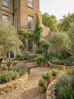 Living room in Mediterranean garden style