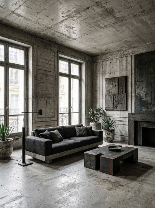 Room redesigned in Brutalist style