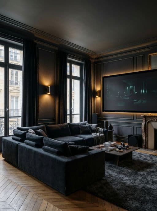 Room redesigned in Home cinema style