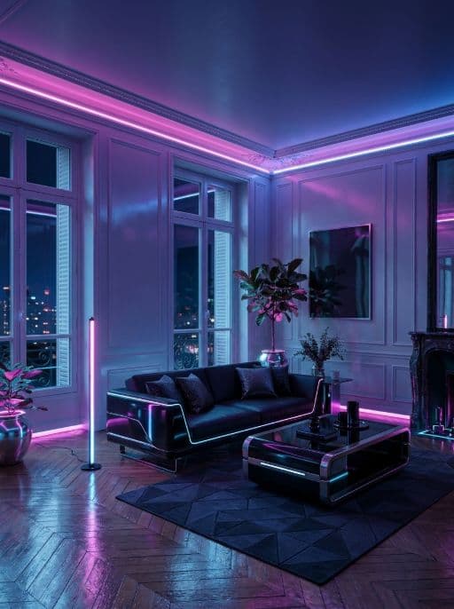 Room redesigned in Neon futuristic style