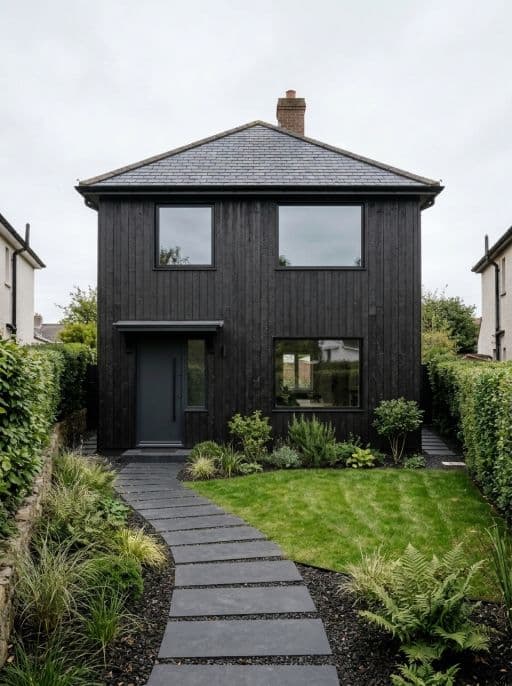Room redesigned in Black modern facade style