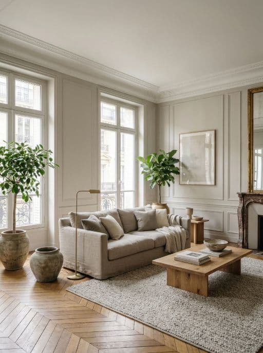 Room redesigned in Calm greige style