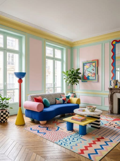 Room redesigned in Memphis style