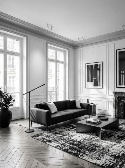 Room redesigned in Monochrome style