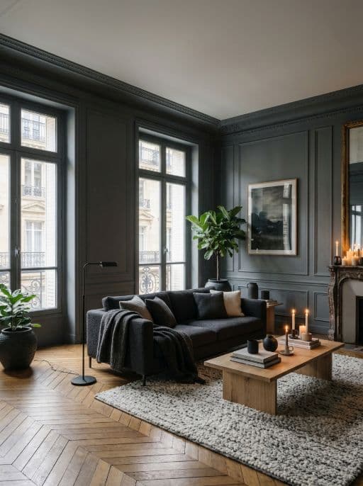 Room redesigned in Moody Nordic style