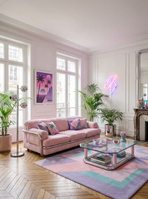 Room redesigned in 80s retro style
