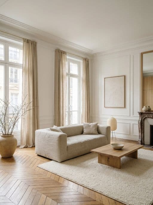 Room redesigned in Warm minimalism style